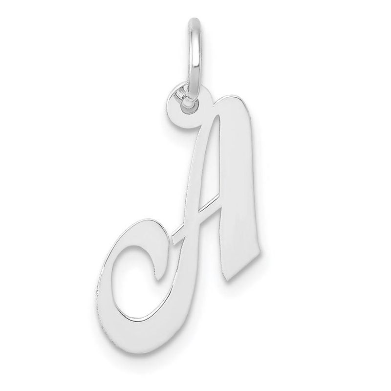 14k White Gold, Ella Collection, Small Fancy Script Initial A Pendant